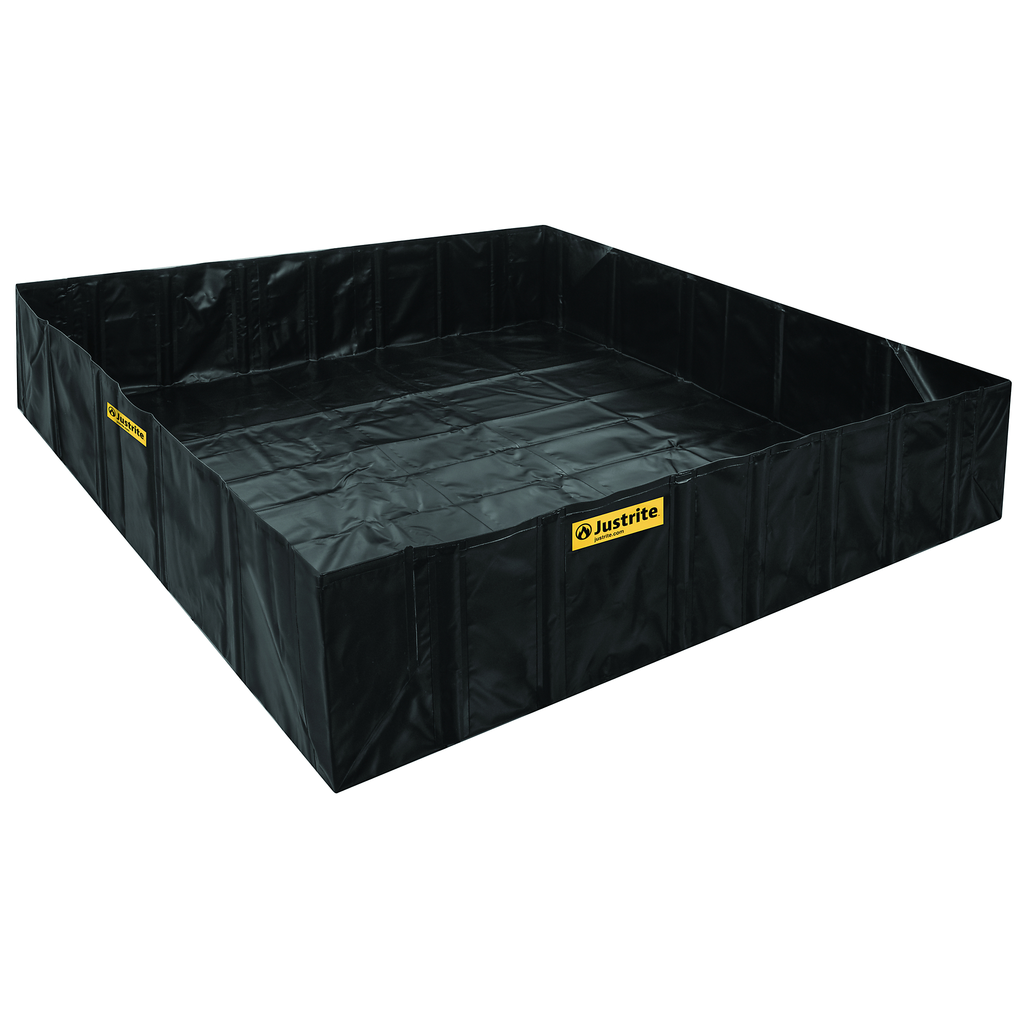 Justrite QuickBerm Spill Berm with Angle Brackets — 10ft. x 10ft. x 24in., 1496 Gallon Capacity, Black, Model# 28093